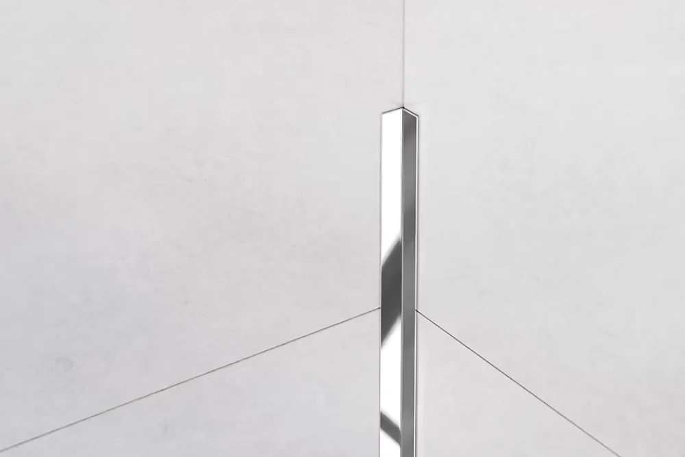 Ilcom Profilé Carrelage<Profilé décoratif Li Angle intérieur en acier inoxydable Argent poli - 10 mm x 2440 mm x 0,65 ep.