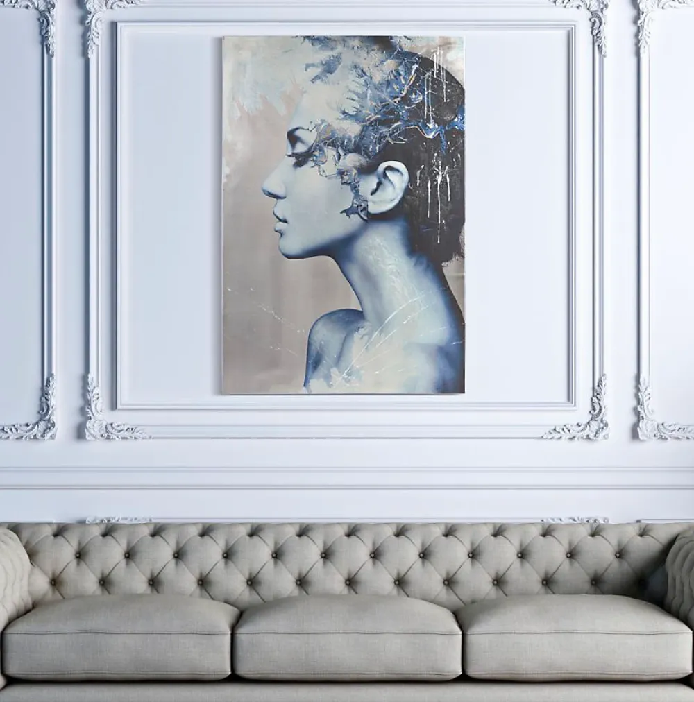 Mauro Ferretti Impression sur toile avec applications multicolores cm 80x3,8x120- Panneau Tasseau Bois