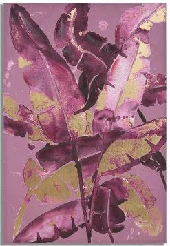 Mauro Ferretti Impression sur toile violet feuilles cm 80x3x120- Panneau Tasseau Bois