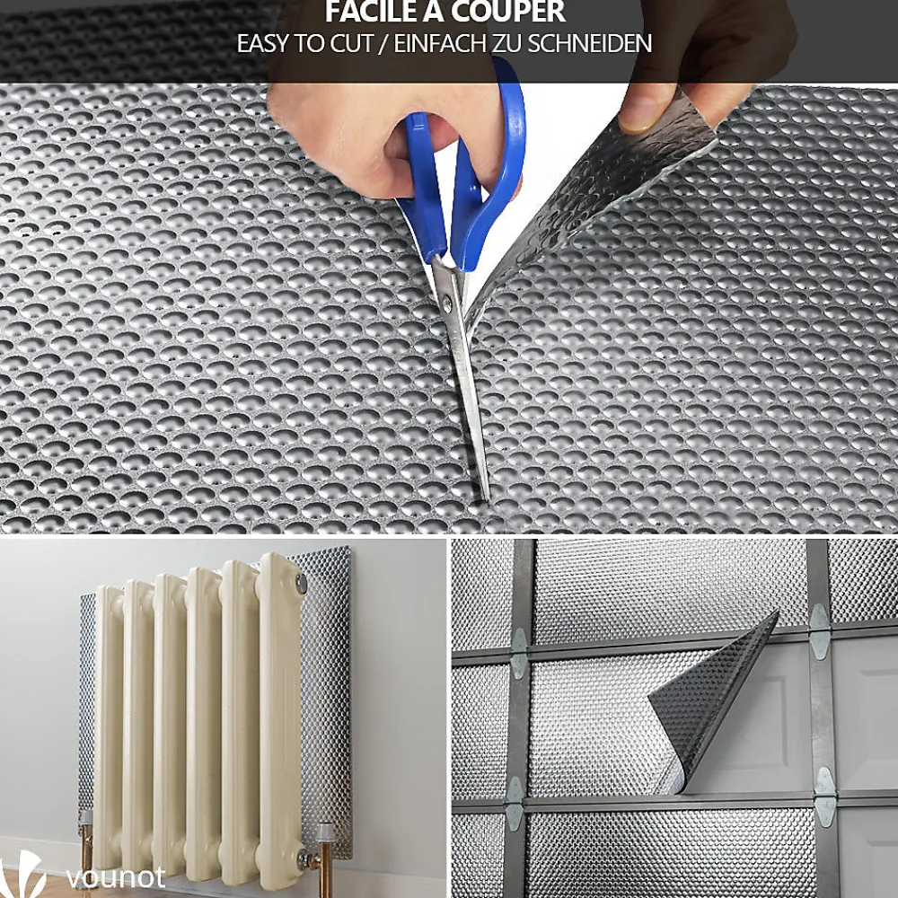 Vounot Isolant thermique a bulle double couche aluminium radiateur reflecteur 1x20m- Accessoire Pour Fenêtre