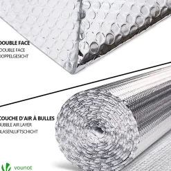 Vounot Isolant thermique a bulle double couche aluminium radiateur reflecteur 1x10m- Accessoire Pour Fenêtre