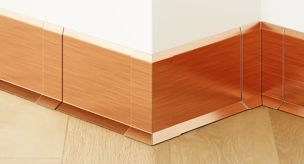 Ilcom Jeu FI en acier inoxydable pour plinthe Cuivre satiné - 80mm x 30mm x 12mm- Plinthe Pour Parquet Et Stratifié