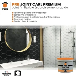 Prb Joint Carrelage Premium A16 Gris Clair 5kg - Joint Fin Amélioré Souple pour Murs et Sols Intérieur/Extérieur - Haute Résistance- Joint Carrelage Sol
