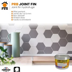 Prb Joint de Carrelage Fin A16 Gris Clair 3kg - Finition Esthétique, Haute Résistance à lEau et à lAbrasion - Intérieur / Extérieur- Joint Carrelage Sol