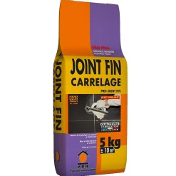 Prb Joint Carrelage Sol<Joint de Carrelage Fin A16 Gris Clair 5kg - Finition Esthétique, Haute Résistance à lEau et à lAbrasion - Intérieur / Extérieur