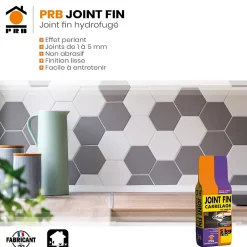 Prb Joint Carrelage Sol<Joint de Carrelage Fin A16 Gris Clair 5kg - Finition Esthétique, Haute Résistance à lEau et à lAbrasion - Intérieur / Extérieur