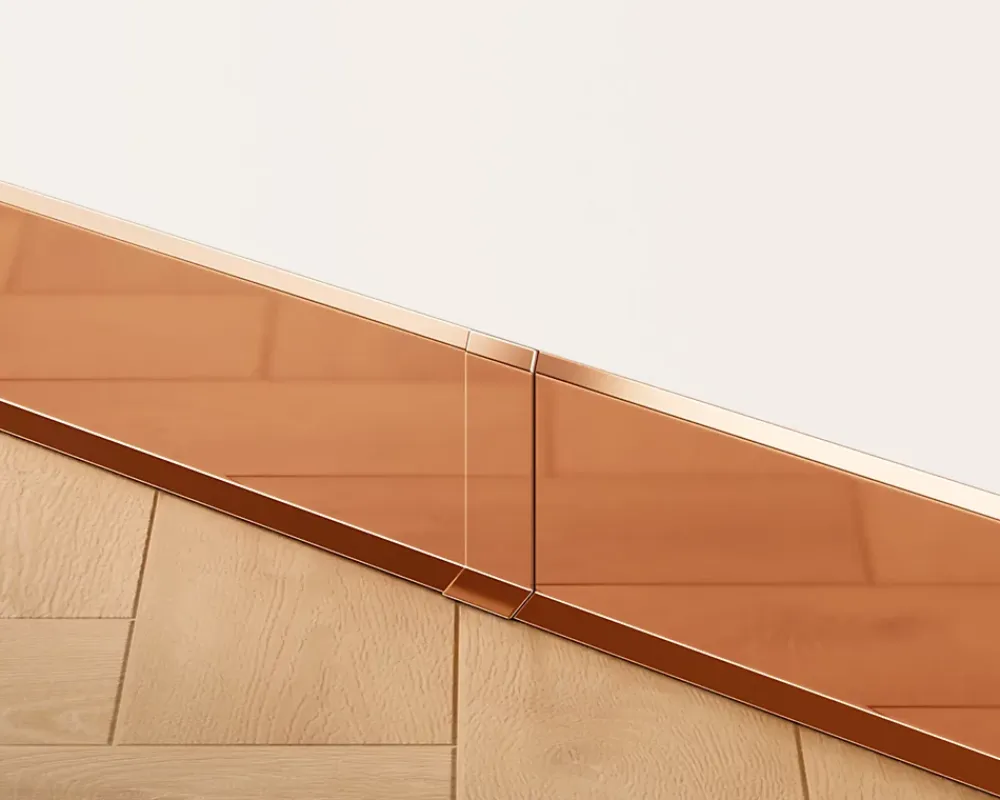 Ilcom Joint FI en acier inoxydable pour plinthe Cuivre poli - 60mm x 30mm x 12mm- Plinthe Pour Parquet Et Stratifié