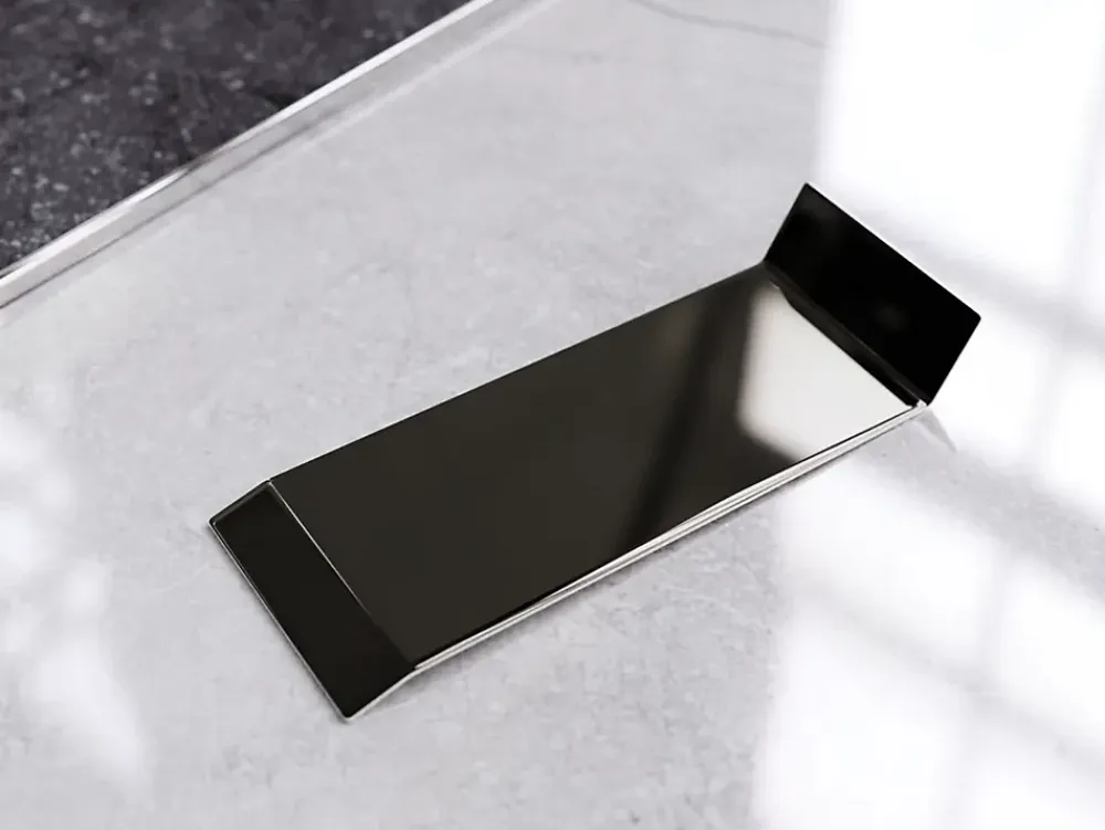 Ilcom Joint FI en acier inoxydable pour plinthe Noir poli - 60mm x 30mm x 12mm- Plinthe Pour Parquet Et Stratifié