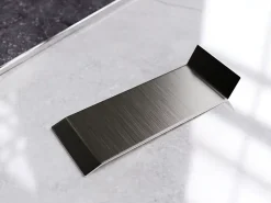 Ilcom Joint FI en acier inoxydable pour plinthe Noir satiné - 100mm x 30mm x 12mm- Plinthe Pour Parquet Et Stratifié