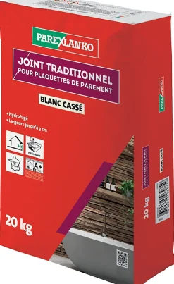 Parexlanko Joint pour plaquettes de parement intérieur et extérieur blanc cassé poudre 20kg- Plaquette De Parement|Plaquette De Parement
