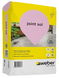 Weber Saint-Gobain Joint sol intérieur et extérieur gris ciment Weber 25kg- Joint Carrelage Sol