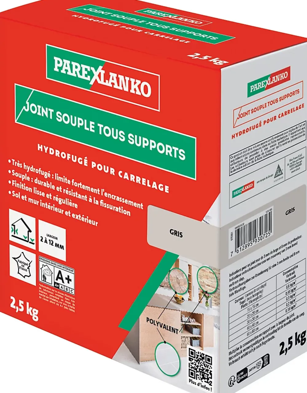 Parexlanko Joint Carrelage Sol|Joint Carrelage Mural<Joint souple tous supports gris 2,5 kg