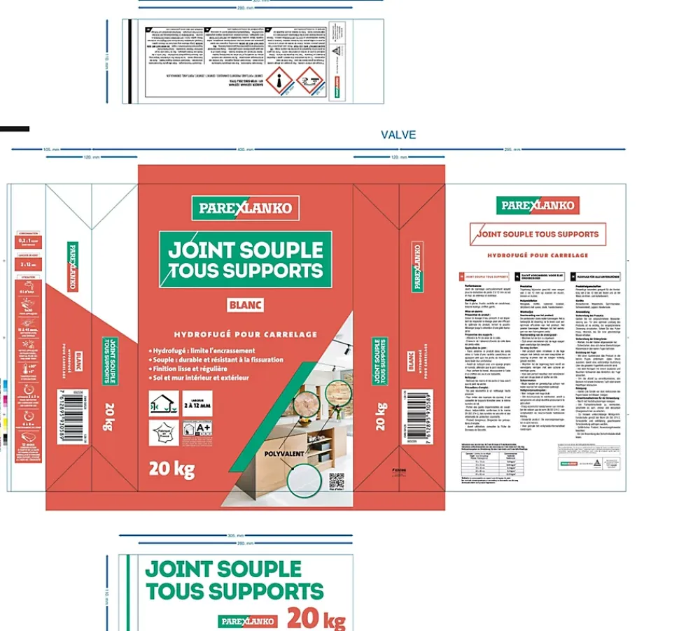 Parexlanko Joint souple tous supports blanc 20 kg- Joint Carrelage Sol|Joint Carrelage Mural