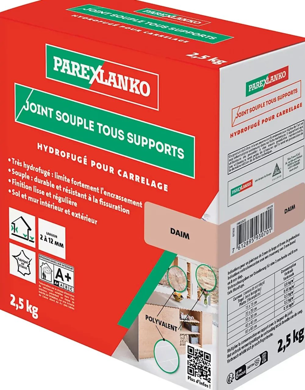 Parexlanko Joint souple tous supports daim 2,5 kg- Joint Carrelage Mural|Joint Carrelage Sol