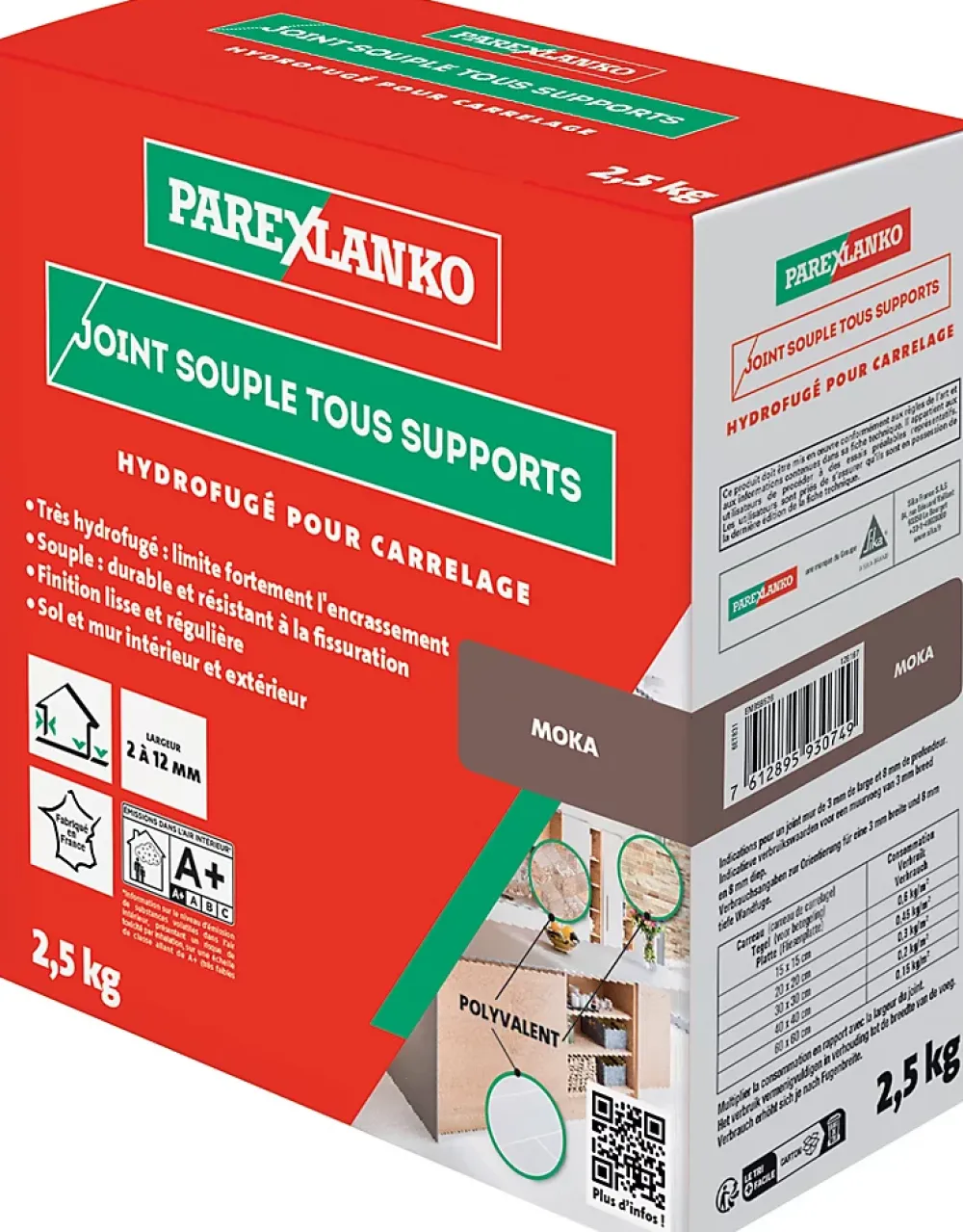 Parexlanko Joint souple tous supports moka 2,5 kg- Joint Carrelage Sol|Joint Carrelage Mural