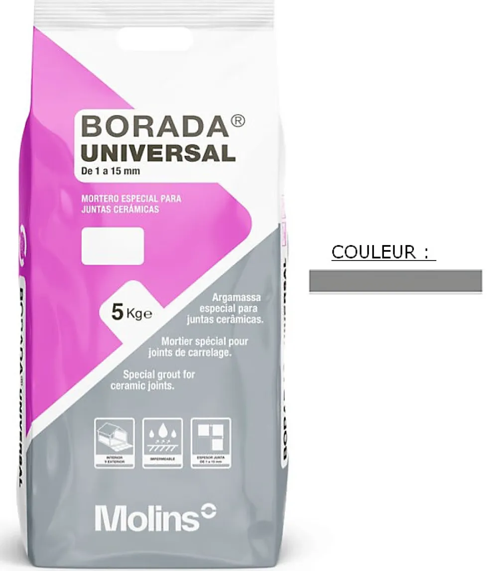Propamsa Joint tous types de carrelage et mosaïque BORADA UNIVERSAL Gris 5kg- Joint Carrelage Sol