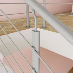 Saniland Kit Balustrade 1ml garde-corps avec 5 traverses fixation à plat en aluminium Gris mat- Garde-Corps, Balustrade