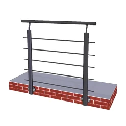 Saniland Kit Balustrade 1ml garde-corps avec 5 barreaux fixation latérale en aluminium noir mat- Garde-Corps, Balustrade