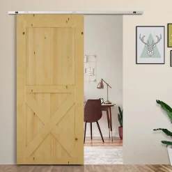 Homcom Kit complet porte coulissante 4 x 93 cm (p x l): rail, roulettes, visserie- Porte Coulissante