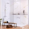 Kobert-in Kit de 2 Panneaux d'Habillage Décoratif Mural Douche, L120xl120x0.4 cm, finition doré, Calacatta GOLD KOBERTIN- Panneau Mural De Salle De Bains