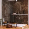 Kobert-in Kit de 2 Panneaux d'Habillage Décoratif Mural Douche, L120xl120x0.4 cm, finition marbre marron, Emperador KOBERTIN- Panneau Mural De Salle De Bains