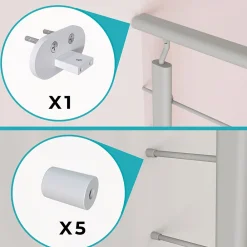 Saniland Accessoire D'Escalier<Kit de fixation murale pour garde-corps fixation pour passe-mains et 5 barreaux en Aluminium Gris mat