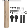 Homcom Porte Coulissante<Kit de porte coulissante compatible porte ép. 40-55 mm longueur rail 1,52 m charge max. 90 Kg acier au carbone noir