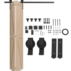 Homcom Porte Coulissante<Kit de porte coulissante compatible porte ép. 40-55 mm longueur rail 1,52 m charge max. 90 Kg acier au carbone noir