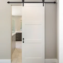 Homcom Kit de porte coulissante compatible porte ép. 35-45 ou 40-45 mm longueur rail 1,83 m charge max. 100 Kg acier brun- Porte Coulissante