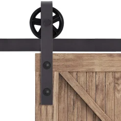 Homcom Kit de porte coulissante compatible porte ép. 35-45 ou 40-45 mm longueur rail 1,83 m charge max. 100 Kg acier brun- Porte Coulissante