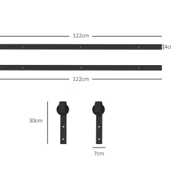 HOMCOM Kit de porte coulissante système galandage pour porte ép. 40-55 mm longueur rail 2,44 m charge max. 90 Kg acier au carbone noir- Porte Coulissante