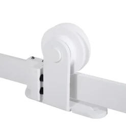 Homcom Porte Coulissante<Kit de porte coulissante compatibilité porte épaisseur 35-45 ou 40-45 mm longueur rail 1,83 m charge max. 100 Kg acier blanc