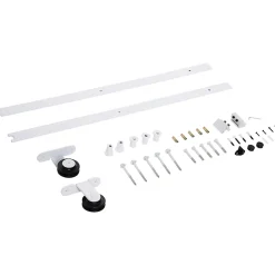 Homcom Porte Coulissante<Kit de porte coulissante compatibilité porte épaisseur 35-45 ou 40-45 mm longueur rail 1,83 m charge max. 100 Kg acier blanc