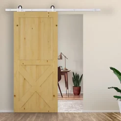 Homcom Porte Coulissante<Kit de porte coulissante compatibilité porte épaisseur 35-45 ou 40-45 mm longueur rail 1,83 m charge max. 100 Kg acier blanc