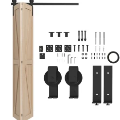 Homcom Porte Coulissante<Kit de porte coulissante compatibilité porte épaisseur 40-55 mm longueur rail 1,22 m charge max. 90 Kg acier au carbone noir