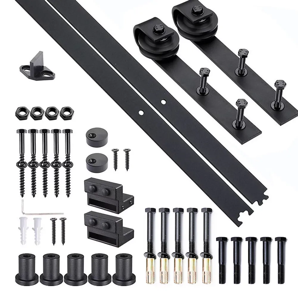 Homcom Kit de porte coulissante compatibilité porte d'une épaisseur de 35-45 mm et largeur max. 1 m charge max. 100 Kg acier brun foncé- Porte Coulissante