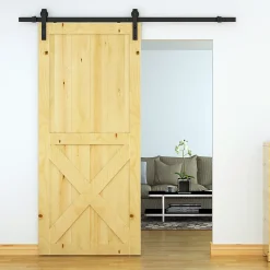 Homcom Kit de porte coulissante compatibilité porte d'une épaisseur de 35-45 mm et largeur max. 1 m charge max. 100 Kg acier brun foncé- Porte Coulissante