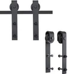 Homcom Kit de porte coulissante compatibilité porte d'une épaisseur de 35-45 mm et largeur max. 1 m charge max. 100 Kg acier brun foncé- Porte Coulissante