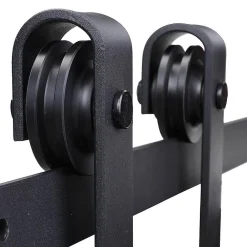 Homcom Kit de porte coulissante compatibilité porte d'une épaisseur de 35-45 mm et largeur max. 1 m charge max. 100 Kg acier brun foncé- Porte Coulissante