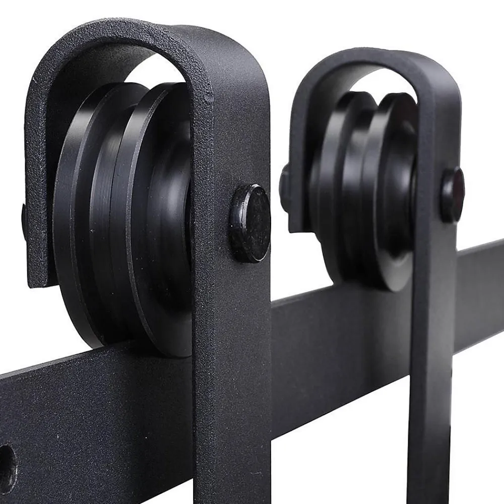 Homcom Kit de porte coulissante compatibilité porte d'une épaisseur de 35-45 mm et largeur max. 1 m charge max. 100 Kg acier brun foncé- Porte Coulissante