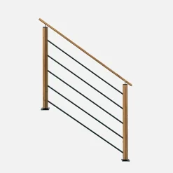 Kordo Kit de remplissage pour garde-corps en escalier avec traverses et tubes, Moka- Garde-Corps, Balustrade