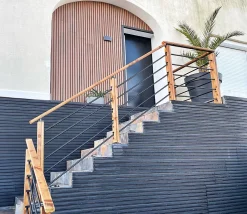 Kordo Kit de remplissage pour garde-corps en escalier avec traverses et tubes, Moka- Garde-Corps, Balustrade