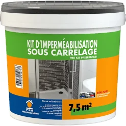 Prb Kit dImperméabilisation Sous Carrelage - Primaire 1kg, Résine 6kg, Bande dArmature SEBS 10m - Kit Complet Étanchéité Sols et Murs- Ragréage Et Primaire Pour Carrelage