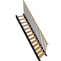 Fortia Kit escalier droit hêtre laqué noir et chêne naturel Gagliano- Escalier Droit