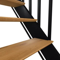 Fortia Kit escalier droit hêtre laqué noir et chêne naturel Gagliano- Escalier Droit