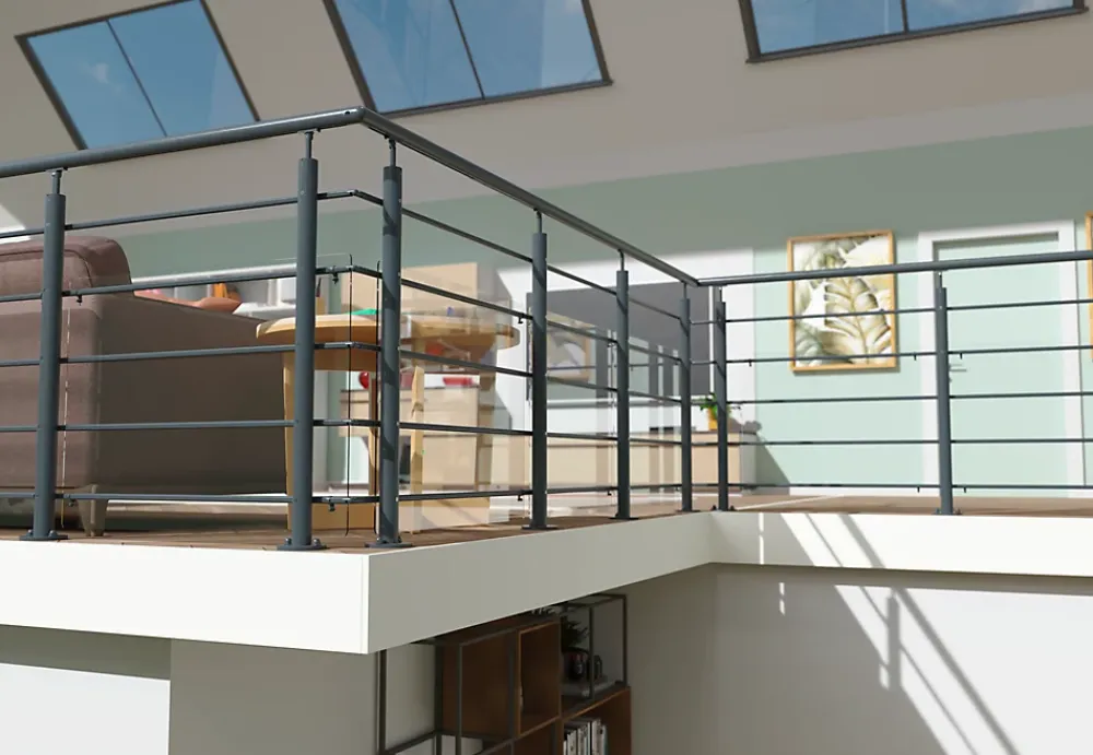 Alumin'home Kit garde corps à plat Oxalis gris 2m- Garde-Corps, Balustrade