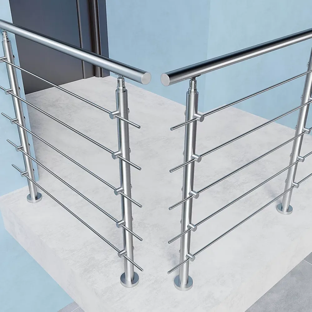 Saniland Kit garde corps en acier inoxydable a 5 traverses Longueur 100 cm Balustrade a fixation a plat pour terrasse ou escalier- Garde-Corps, Balustrade
