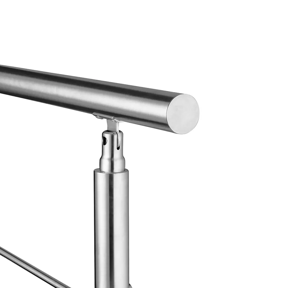Saniland Kit garde corps en acier inoxydable a 5 traverses Longueur 100 cm Balustrade a fixation a plat pour terrasse ou escalier- Garde-Corps, Balustrade