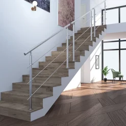 Saniland Garde-Corps, Balustrade<Kit garde corps en acier inoxydable a 3 traverses Longueur 200 cm Balustrade a fixation a plat pour terrasse ou escalier