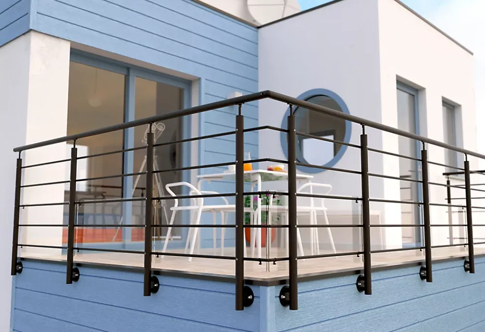 Alumin'home Kit garde corps latéral Oxalis noir ral 9005 2m- Garde-Corps, Balustrade